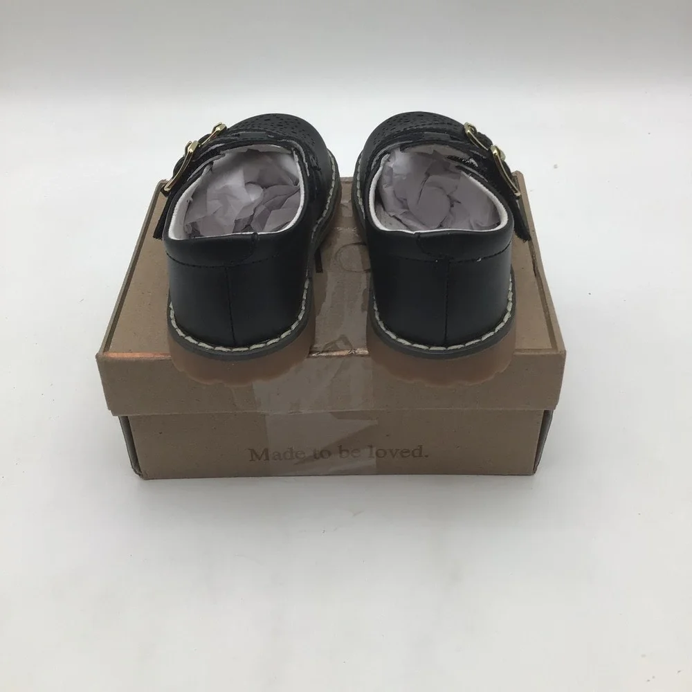 L'Amour Kids Girls Black Leather Double Buckle Mary Jane Shoes Size 6‎ NEW